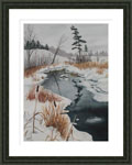 framed snowscape painting